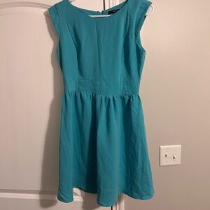Forever 21 Teal Cap Sleeve Fit-and-Flare Dress